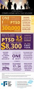 A Multicolored chart on veteran health statistics, particularly PTSD