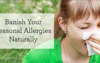 Banish your seasonal allergies naturally, a girl sneezing holding a tissue in a field