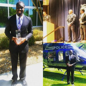 Pastors already seeing transformation from Pastors In Training Program!, 3 pictures, pastor theo standing with an award, theo getting on a helicopter, theo receiving award