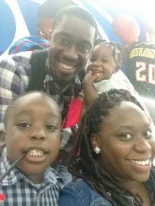 Spotlight Pastor Athlete Theo Schaffer, pastor and his family of 4 doing a selfie together