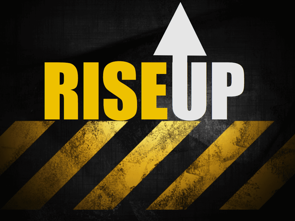 Rise up Charlotte Pastors, A revival is coming! the words rise up written in yellow and white with the "U" having an arrow attached to it.