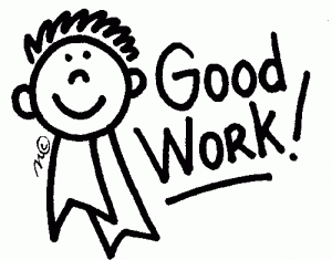 Two week ReStart Your Heart Progress Report, a ribbon smiling with the words "Good Work"